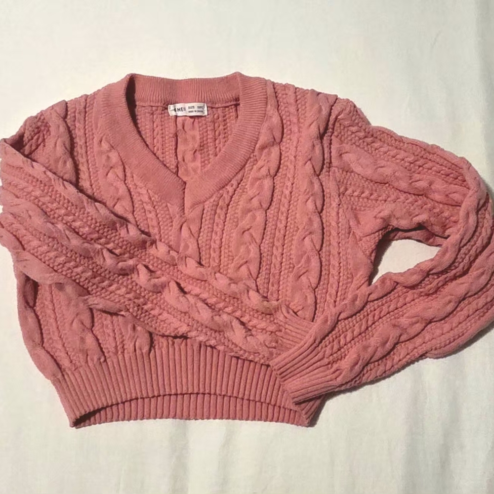 Pink Cable Knit Sweater